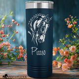 dressage tumbler with horses name engraved