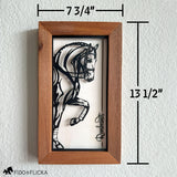 dressage horse wood and metal wall art  hanging on wall