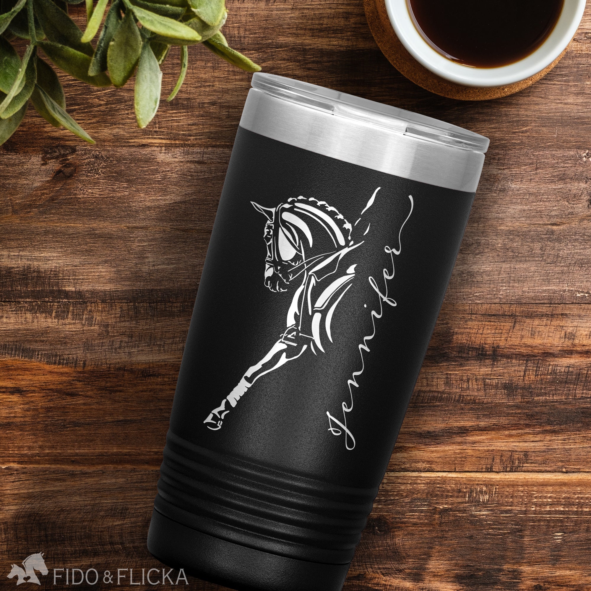 Dressage Half Pass Personalized Tumbler, Engraved Stainless