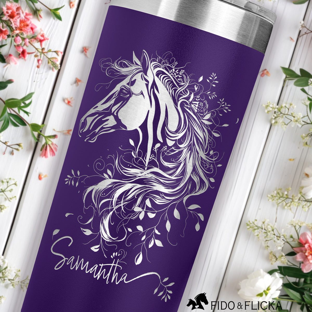 personalized horse travel tumbler engraved for on the go