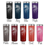 colors for engraved horse design tumbler stainless steel