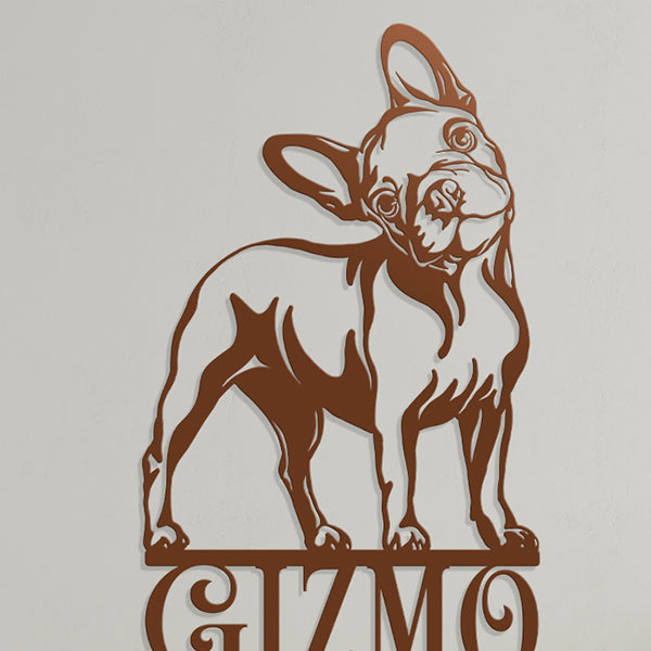 French bulldog personalized metal sign in copper