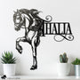 Friesian horse metal wall décor that is personalized