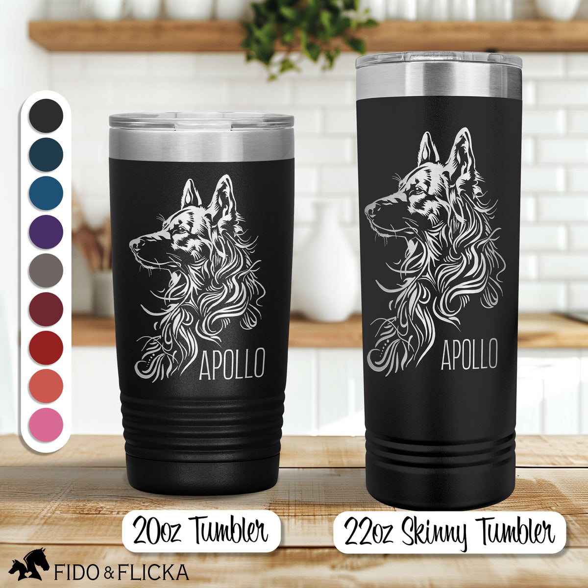 German Shepherd engraved personalized tumbler