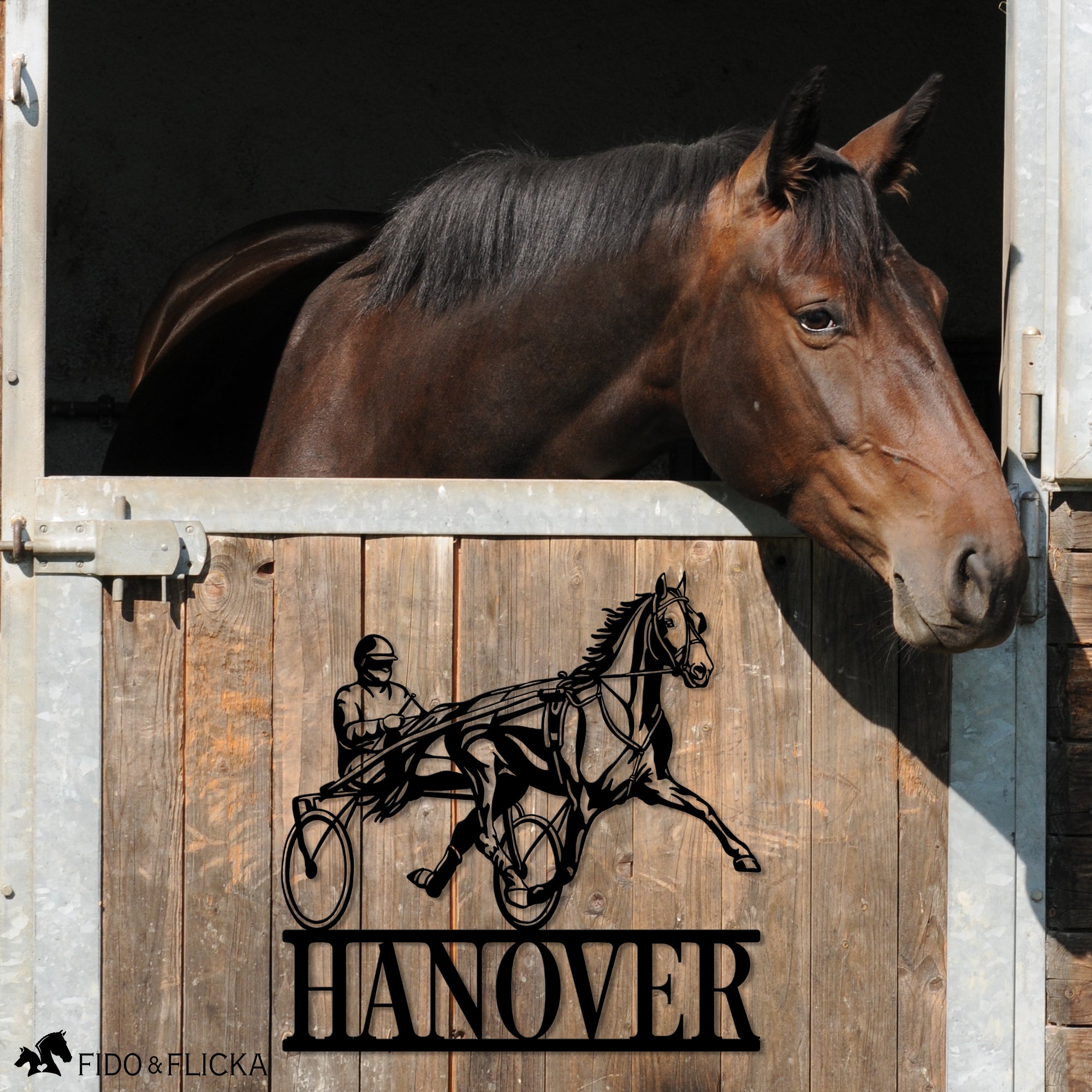 Harness Racing Personalized Metal Sign – Fido & Flicka