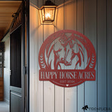 metal horse barn custom sign in red