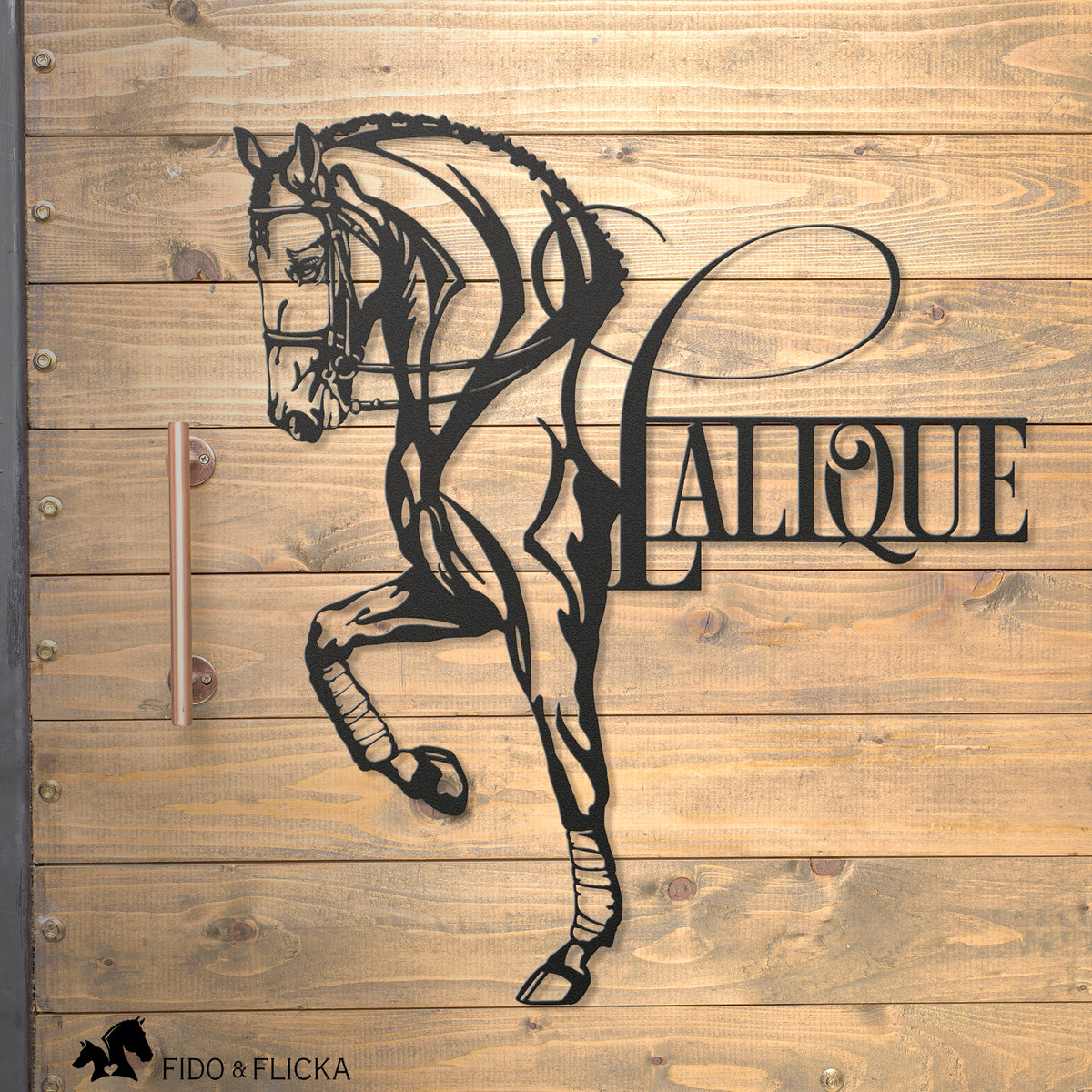 personalized metal dressage horse sign in black