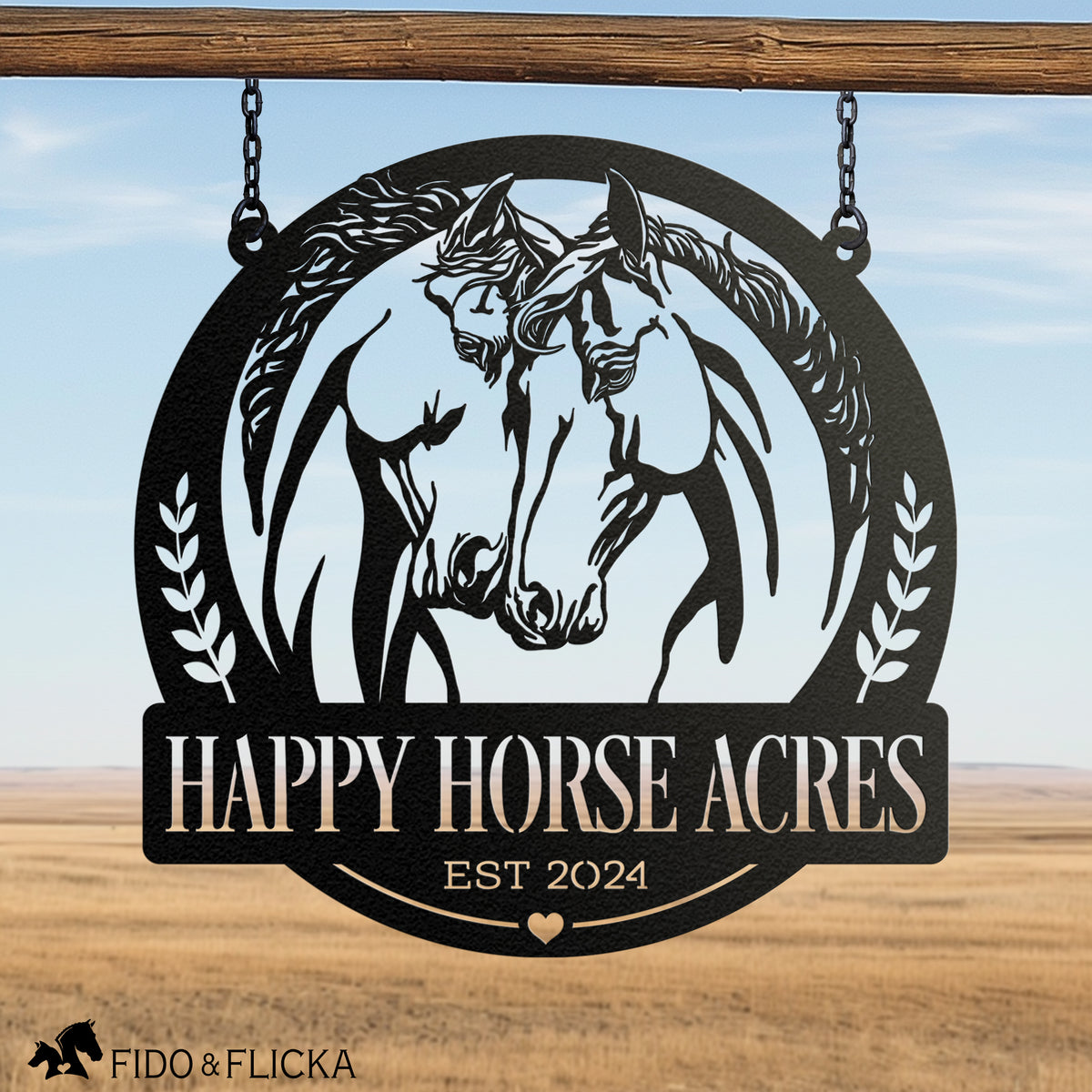 happy horse custom farm and ranch sign