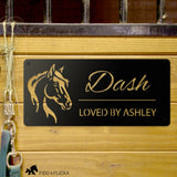 personalized metal horse stall name plate in black