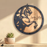 horse name american saddlebred wall art sign in wood and metal. With metal rivets around frame for visual interest.