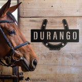 personalized horse show metal name plate on horse stall