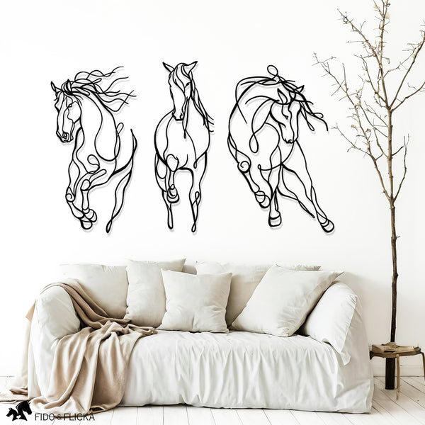 modern minimalistic metal wall hors decor line art