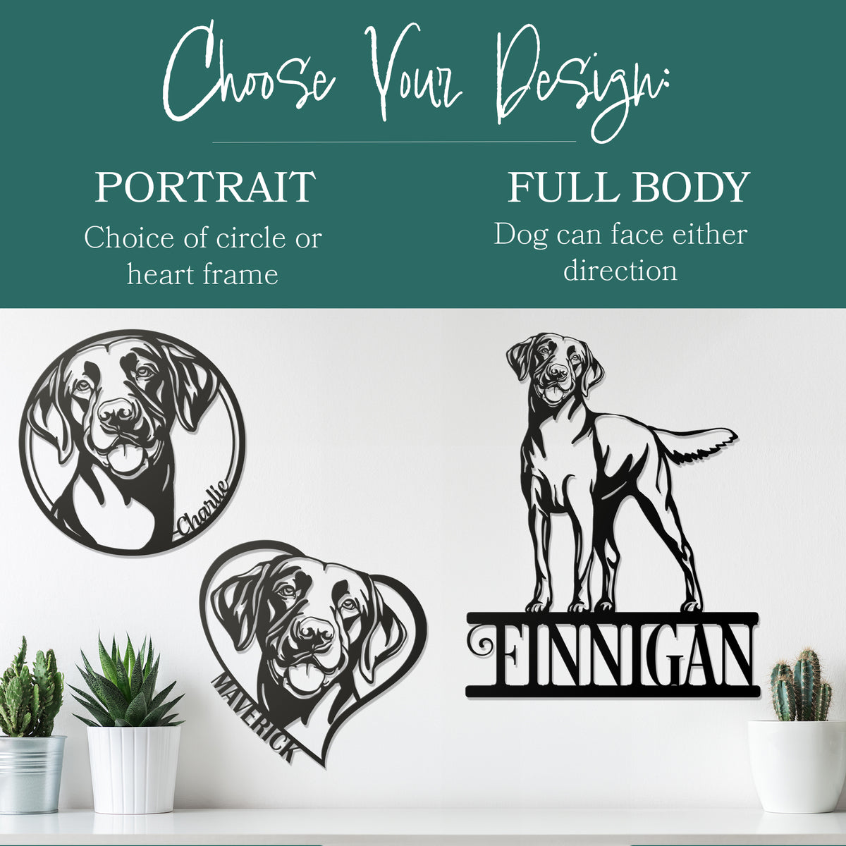 Labrador retriever personalized metal sign design in either portrait or full body with custom text