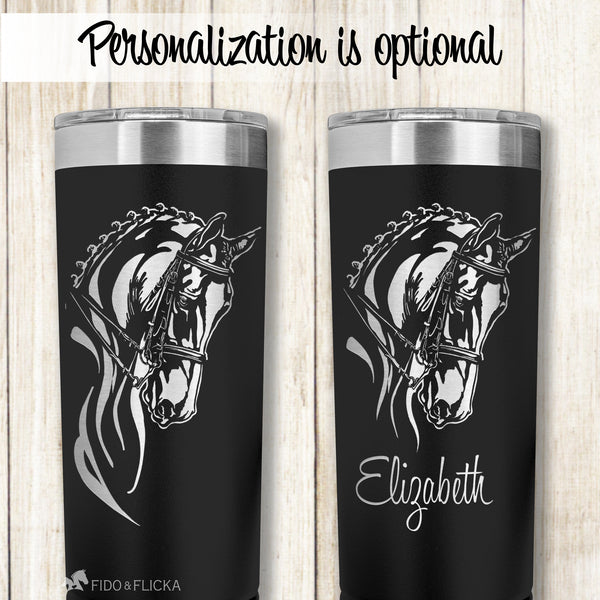 dressage art personalized  tumbler in black