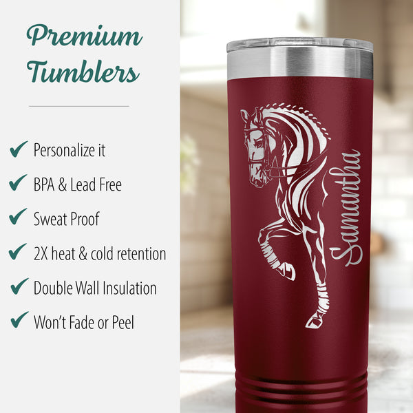 dressage horse personalized premium stainless steel tumblers make great gifts for friends