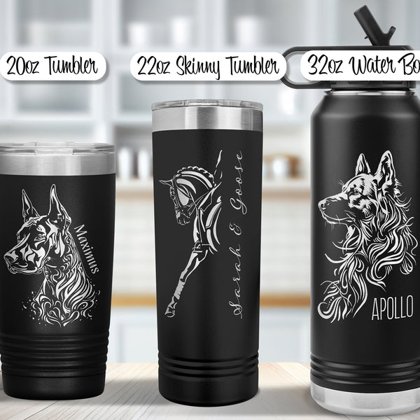 floral horse personalized steel water bottle tumbler