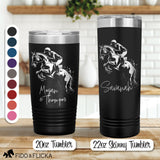 show jumper horse personalized engraved tumbler in black