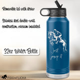 personalized show jumper horse water bottle in blue