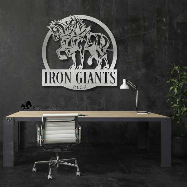 Draft Horse Team Metal Sign, Personalized