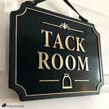 Tack Room Sign with Stirrup Icon
A classic finishing touch for the heart of your barn. This personalized Tack Room sign features raised gold lettering, a stirrup icon, and a genuine leather hanging strap for a warm, elevated equestrian look.