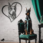 doberman metal wall art with heart frame