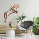 copper show jumping horse and rider metal wall art