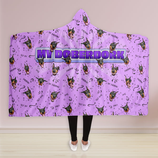 Personalized funny Doberman blanket in lavender