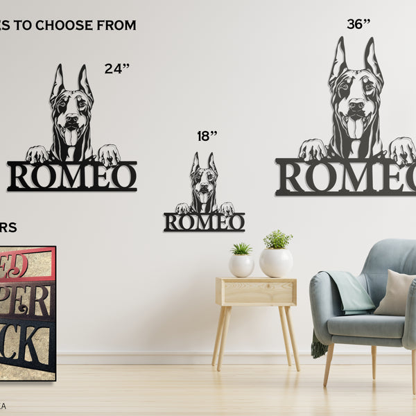 doberman metal wall décor in 3 colors and 6  sizes