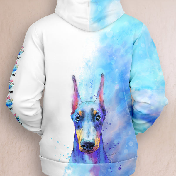 doberman watercolor hoodie personalized