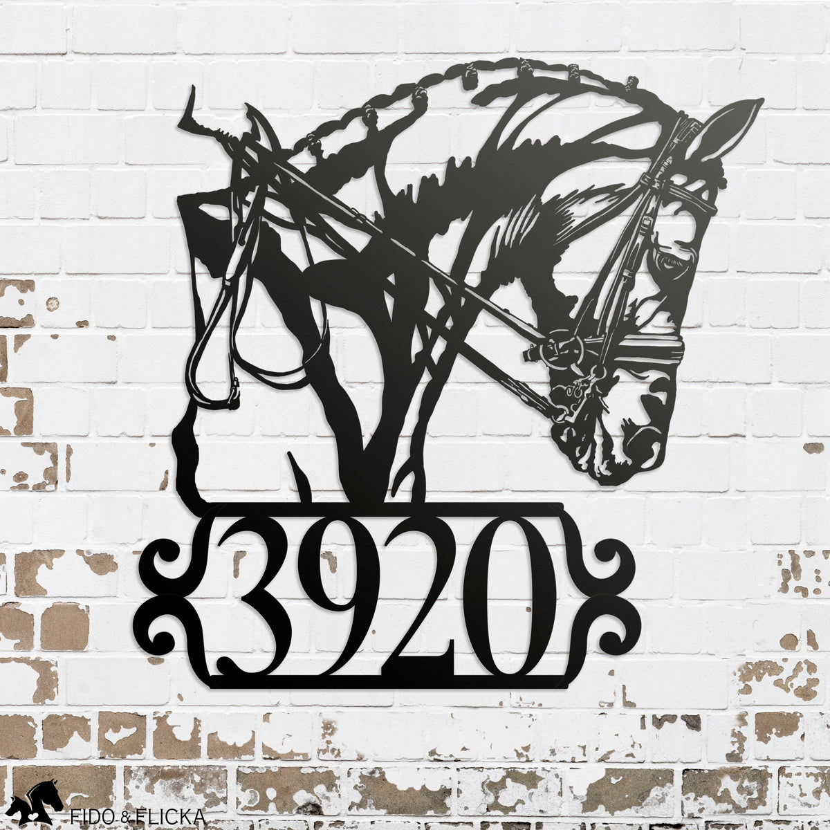 dressage horse metal house number sign