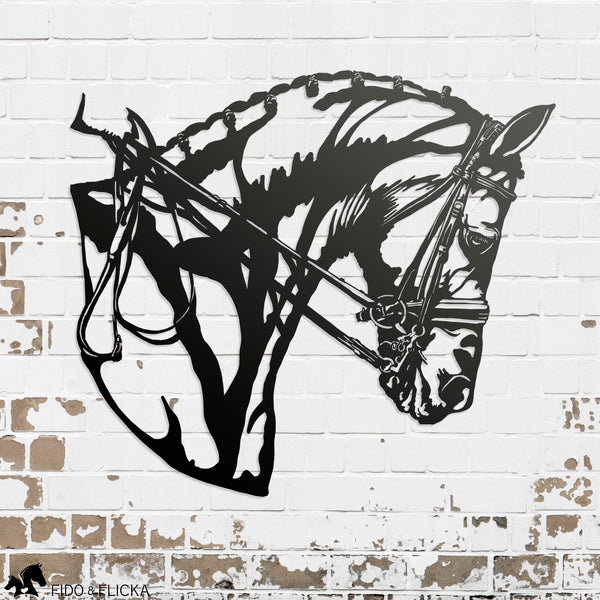 Dressage Horse Portrait Metal Wall Art