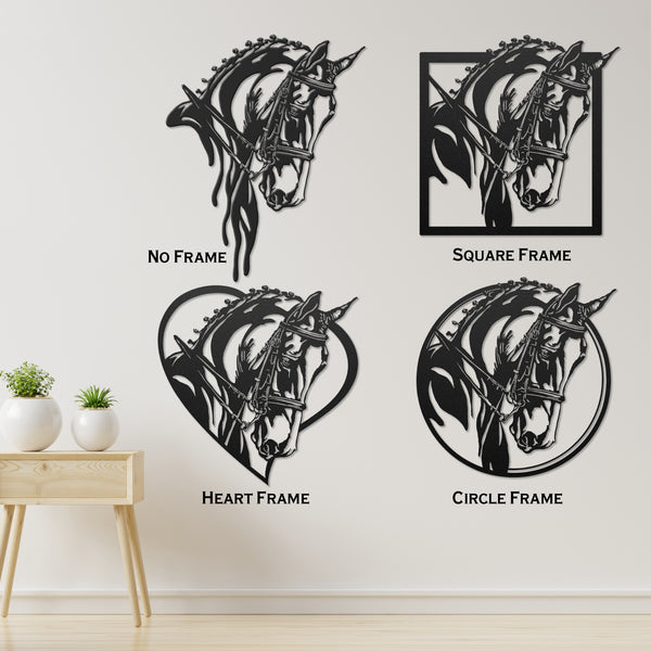 frame options for metal dressage horse wall decor