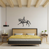 Metal dressage wall art in bedroom