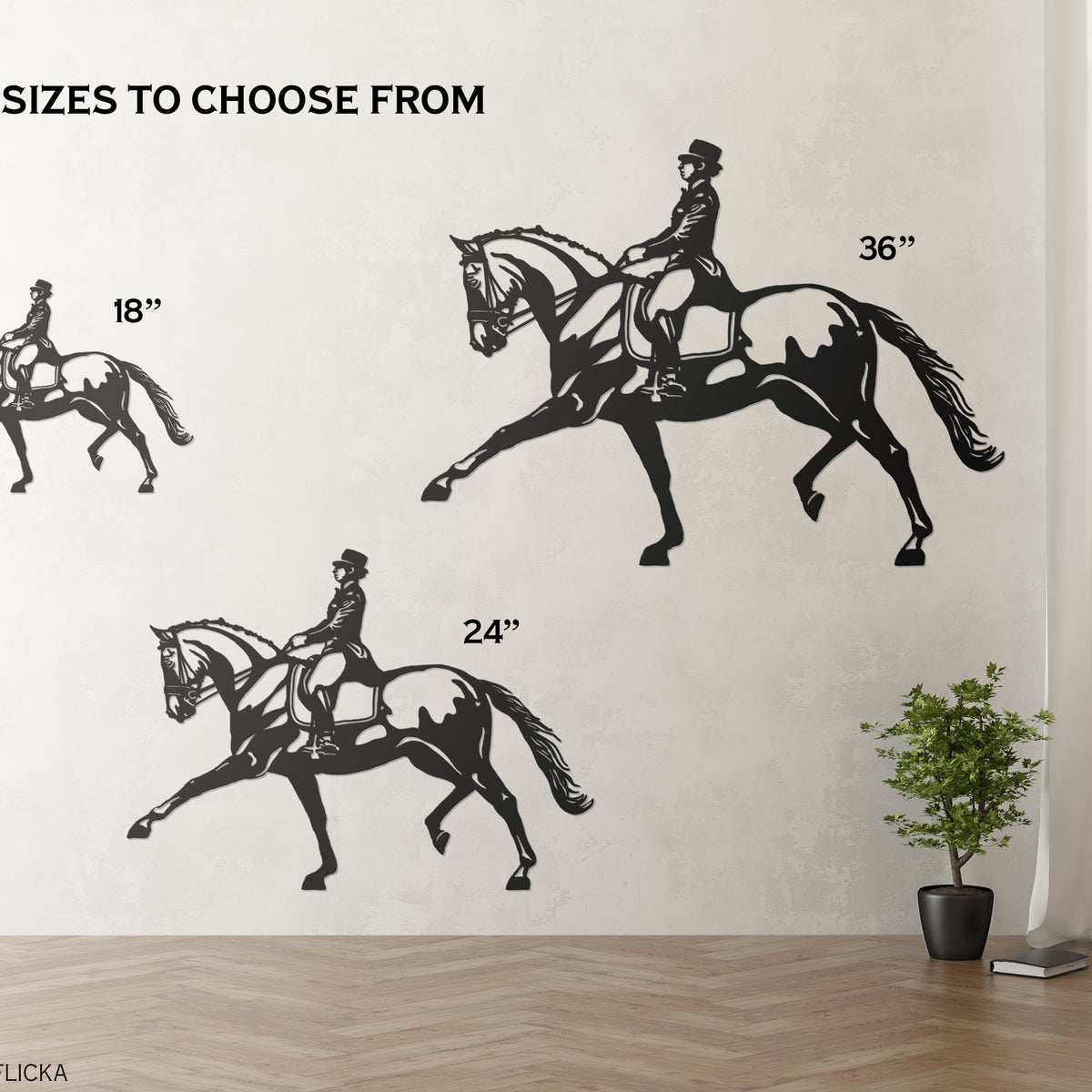 Dressage extended trot wall art sizes