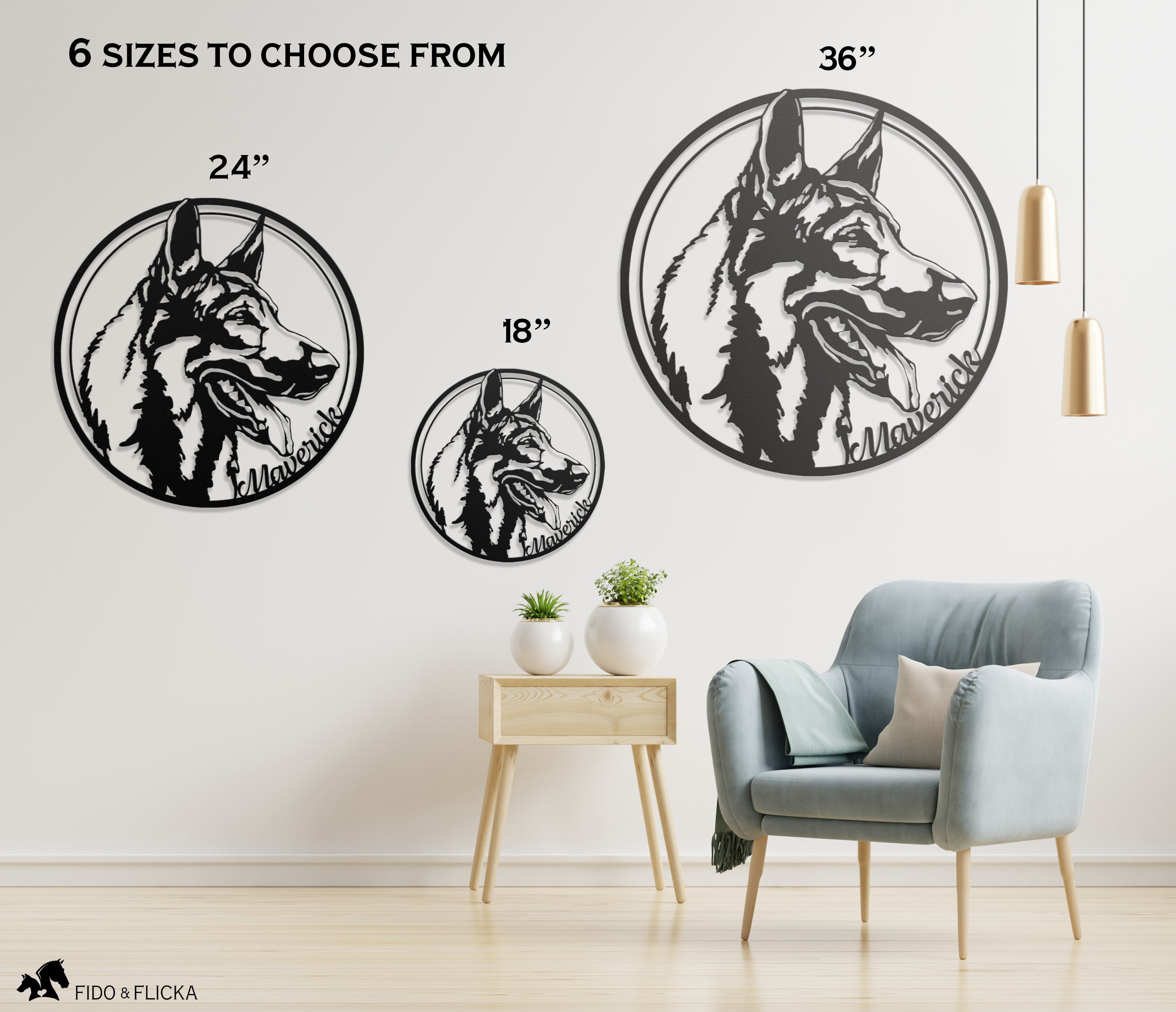 German shepherd metal art best sale