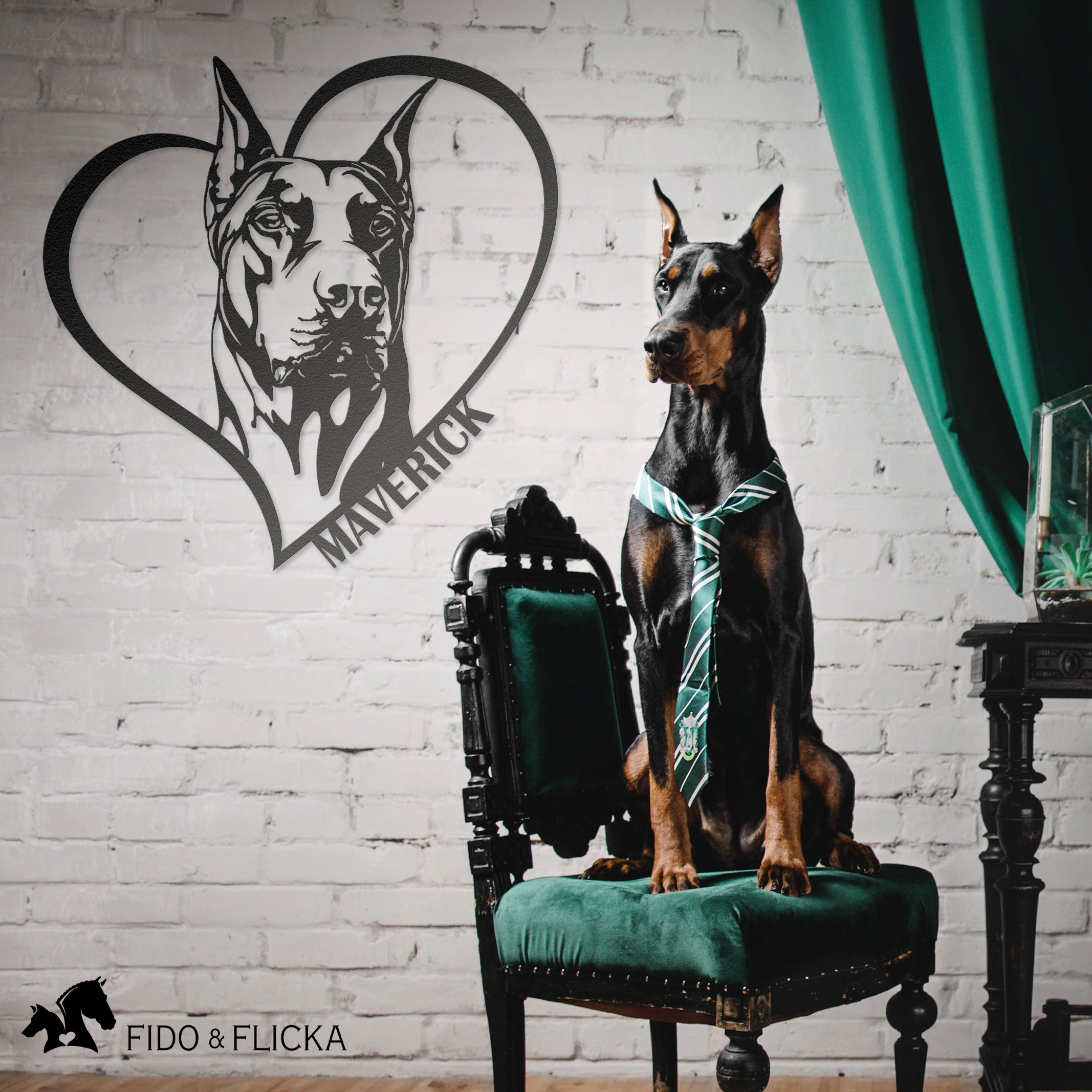 Doberman Metal Wall Art Personalized – Fido & Flicka
