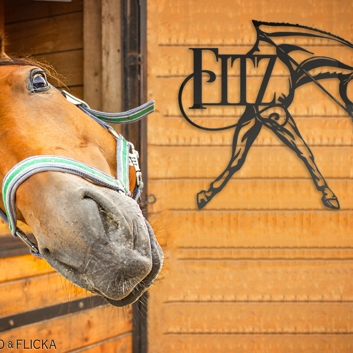 hunter under saddle metal stall name plate