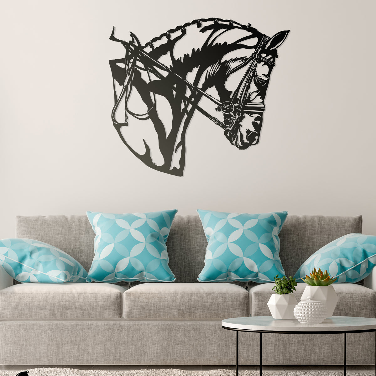 Dressage Horse Portrait Metal Wall Art