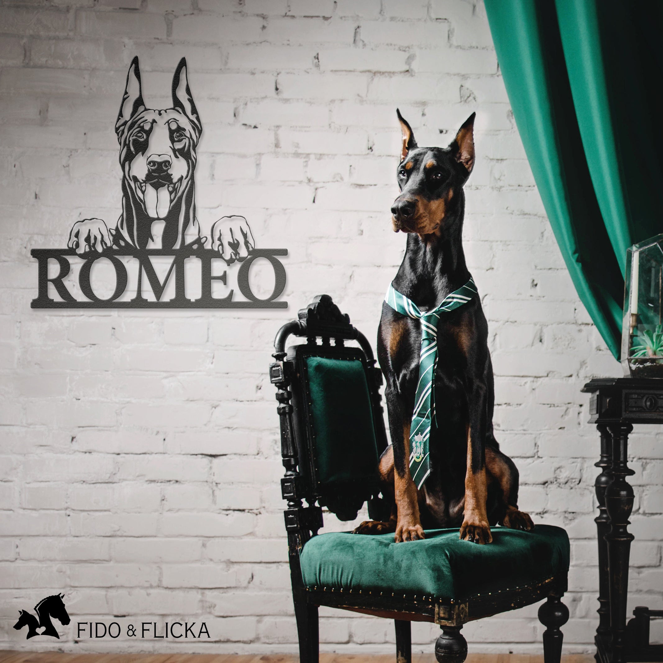 Doberman Personalized Metal Sign – Fido & Flicka