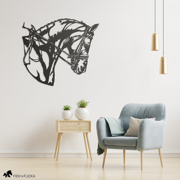 Dressage Horse Portrait Metal Wall Art