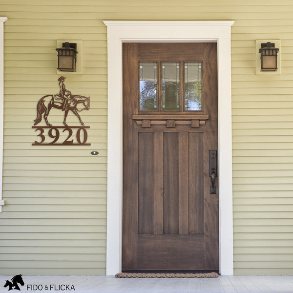 copper western pleasure horse house number sign