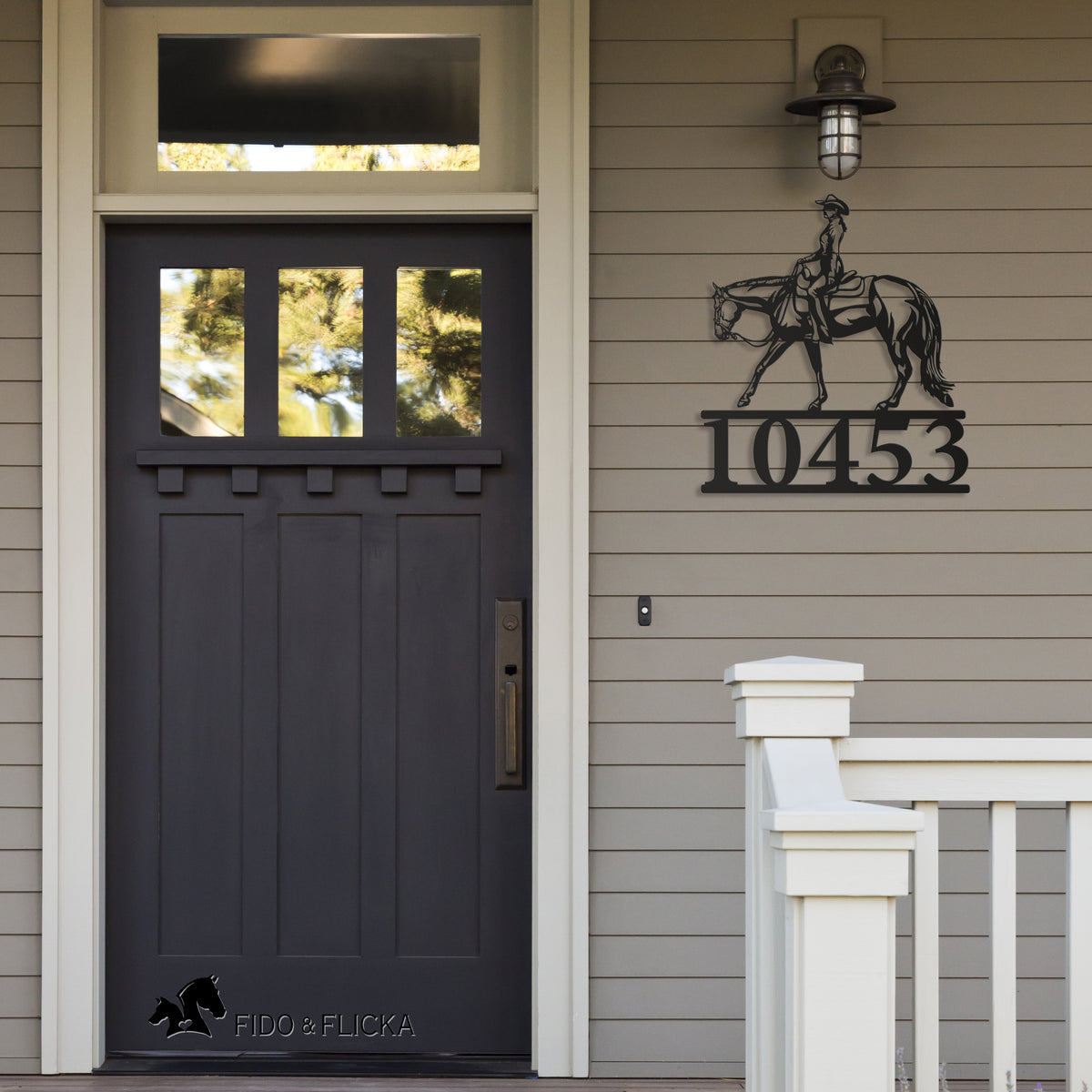 western pleasure horse house number sign by front door